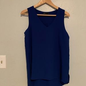 Royal blue V neck sleeveless blouse